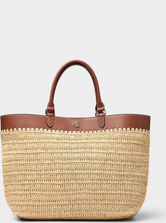 Lauren Ralph Lauren Womens Kyla soft braided straw tote bag