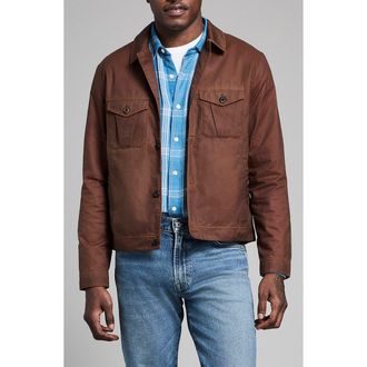 Billy Reid Waxed Herringbone Members Jacket in Burnt Umber at Nordstrom, Size Xx-Large