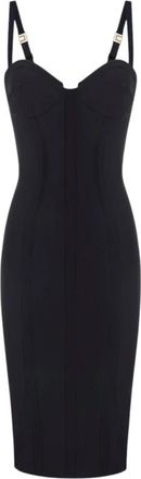 Elisabetta Franchi Jurk met onafgewerkte randen - Dames - Casual kleedjes - Zwart - M - Polyester - Kleedjes