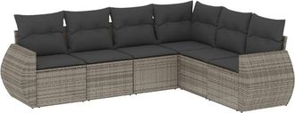 vidaXL Set De Muebles De Jard&iacute;n 6 Pzas Y Cojines Rat&aacute;n Sint&eacute;tico Gris Vidaxl