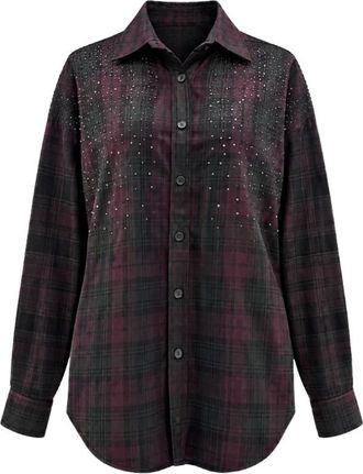A Paper Kid Camicia Tartan con Strass - - Blouses & Shirts - Donna - Viola - M