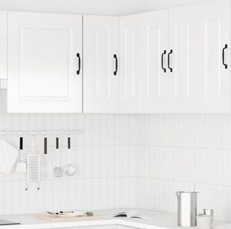 vidaXL Pensile da Cucina ad Angolo Kalmar Bianco Lucido in Truciolato - Vidaxl