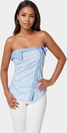 Bebe Ruched Asymmetric Top in Clear Sky Regatta at Nordstrom, Size 10
