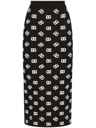 Dolce & Gabbana DNA gebreide mini-rok met logo-jacquard - Zwart