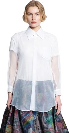 Comme Des Garçons Layered Wool Mesh and Tulle Shirt