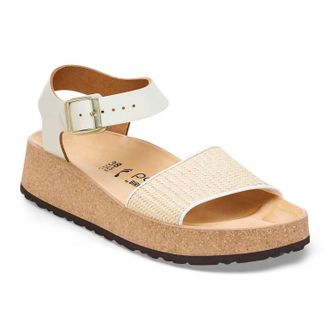 Birkenstock Womens Glenda Raffia Leather Sandals - Medium/narrow In White