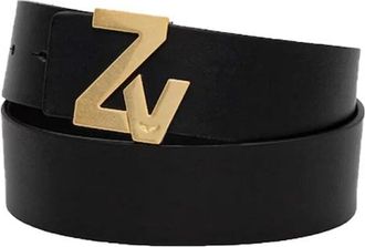 Zadig&Voltaire Accessoires, Dames, Zwart, M, Leer, Zv Initiale 40mm Natur