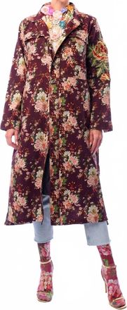 Aratta Cara Delvinge Floral Coat In Burgundy
