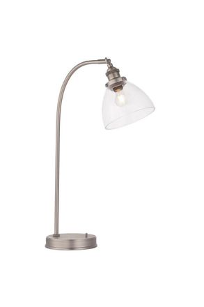 Netlighting Hansen Task Table Lamp Brushed Silver Paint Clear Glass
