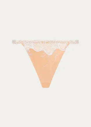Lise Charmel Embroidered Satin Thong