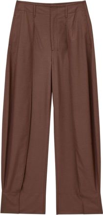 Christophe Lemaire curved tailored trousers - women - Polyester/Wool - 40 - Brown