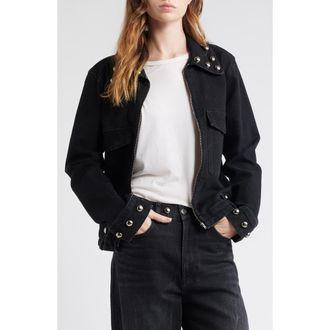 Rails Roxbury Stud Detail Denim Jacket in Black Stone Studded at Nordstrom Rack, Size X-Small