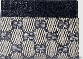 Gucci Essence Classic Card Case, Blue, GG Canvas
