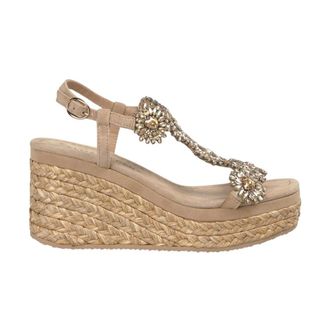 Alma En Pena Wedges, female, Beige, 5 UK, Wedge with jeweled strap