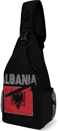 Generic Albanian National Flag Unisex Shoulder Bags Casual Crossbody Chest Bag Sling Backpack for Hiking Cycling Travel