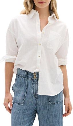 Hatley Semi Sheer Cotton Button-Up Top in White at Nordstrom, Size X-Small