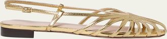 Loeffler Randall Devon Lattice Metallic Leather Slingback Sandals
