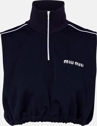 Miu Miu Top cropped in jersey con logo