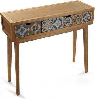 VERSA Consola recibidor con 2 cajones en madera de pino gris