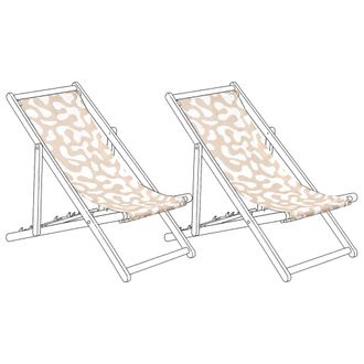 Beliani Conjunto De 2 Telas De Poli&eacute;ster Para Tumbona De Jard&iacute;n Patr&oacute;n Abstracto Exterior Beige Anzio / Avellino