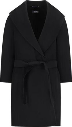 Max Mara Messi Wool Coat - Dames - Jas met riem - Zwart - L - Wol - Jassen