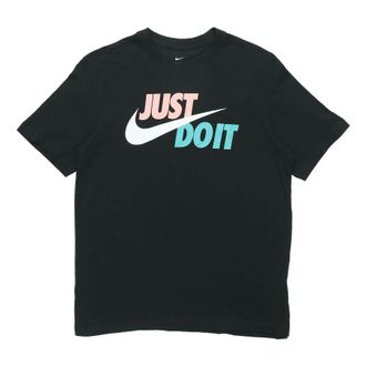 Nike Just Do It Contrasting Colors Alphabet Printing Round Neck Short Sleeve Black AR5007-013