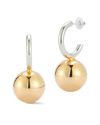 Glaze Jewelry Plated Two-Tone Ball Hoop Earrings