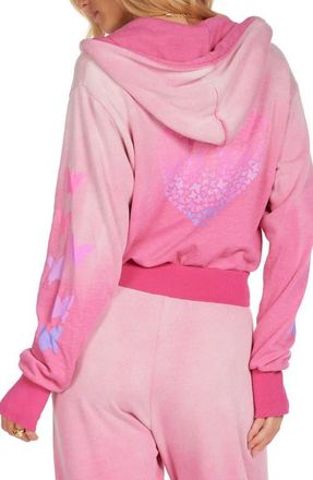 Lauren Moshi Twyla Ombre Butterfly Heart Hoodie in Dark Pink at Nordstrom, Size X-Large