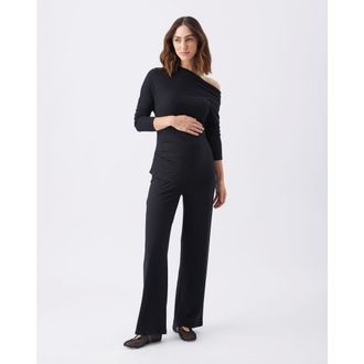 Ripe Cindy Rib Knit Maternity Pant in Black at Nordstrom, Size X-Large 31 Au
