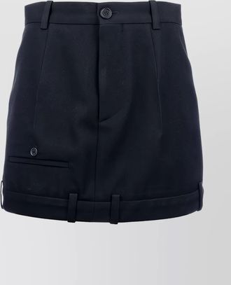 Balenciaga pleated skirt with belt loops and button detail