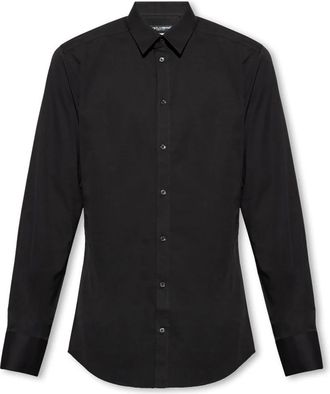 Dolce & Gabbana Klassiek overhemd - Heren - Zakelijke Overhemden - Zwart - L - Katoen - Overhemden