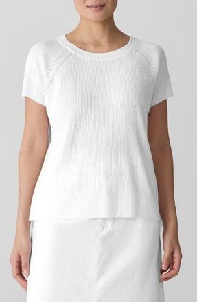 Eileen Fisher Rib Organic Linen & Organic Cotton Sweater in White at Nordstrom Rack, Size Large