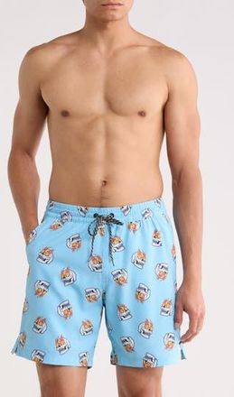 Hurley Flaming Eyes UPF 50+ Volley Swim Trunks in Blue Dream at Nordstrom Rack, Size X-Large