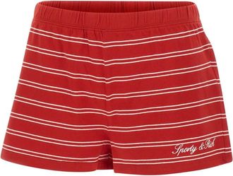 Sporty & Rich Korte Broeken, Dames, Rood, M, Katoen, Serif Logo Geborduurde Disco Short