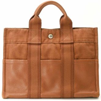 Herm&egrave;s Fourre Tout Brown Canvas Handbag Tote Bag (Pre-Owned)