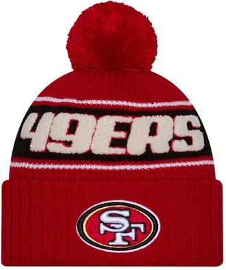 New Era NFL Unisex-Adult Official 2024-25 Sideline Cold Weather Sport Knit Pom Beanie Hat - One Size, San Francisco 49ers, One size