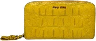 Miu Miu Pre-owned Vintage Croc-Embossed Wallet - Dames - Vintage Accessoires - Geel - ONE Size - Leer - Vintage