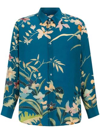 Etro long-sleeve floral-print shirt - Blue