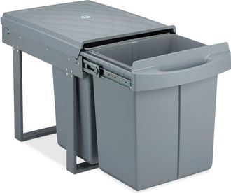 Relaxdays Relaxdays - Cubo de Basura 2 Compartimentos, Papelera Cocina Extraíble Bajo Fregadero, 2 x 20L, 41,3 x 34 x 51,8 cm, Gris