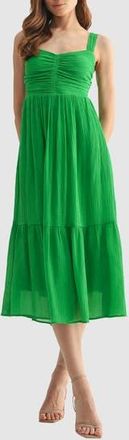 Lush Ruched Back Cutout Tiered Midi Dress in Kelly Green at Nordstrom Rack, Size Medium