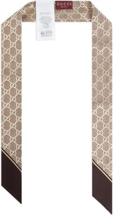 Gucci GG silk neck bow - Brown