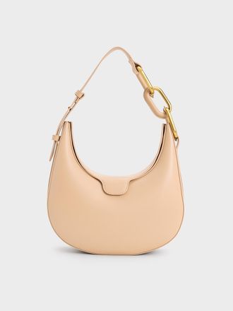 Charles & Keith Kora Metallic-Accent Moon Bag