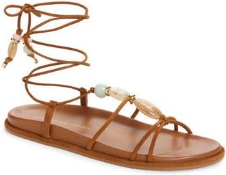 Stuart Weitzman Majorca Ankle Tie Sandal in Boho Tan at Nordstrom, Size 7.5