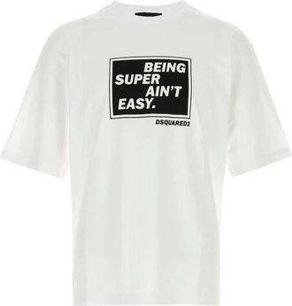 Dsquared2 T-shirt Grafica in Cotone - - Tops - Uomo - Bianco - S