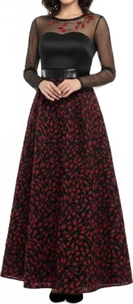 Cristiano Burani Lace Evening Maxi Dress In Black Red