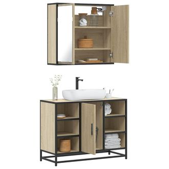 Berkfield Home 2 Piece Bathroom Furniture Set Sonoma Oak Engineered Wood in Brown