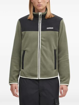 Napapijri colourblock zip-up sweatshirt - men - Polyester/Cotton - M - Green