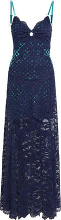 Paco Rabanne Eyelet-devor&eacute; Lace Maxi Dress - Navy - 38 (UK10 / S)