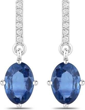 Diana M. Jewels Blue Sapphire Oval 7x5mm - 2Pcs + White Diamond F/C Round 1mm( I1-I2/I color ) - 12Pcs ( Push (PBF03) (5.10x4.70mm) Post )