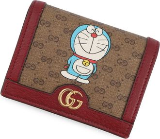 Gucci Bordeaux Brown Brown Leather Pvc Wallet (Bi-Fold) (Pre-Owned)